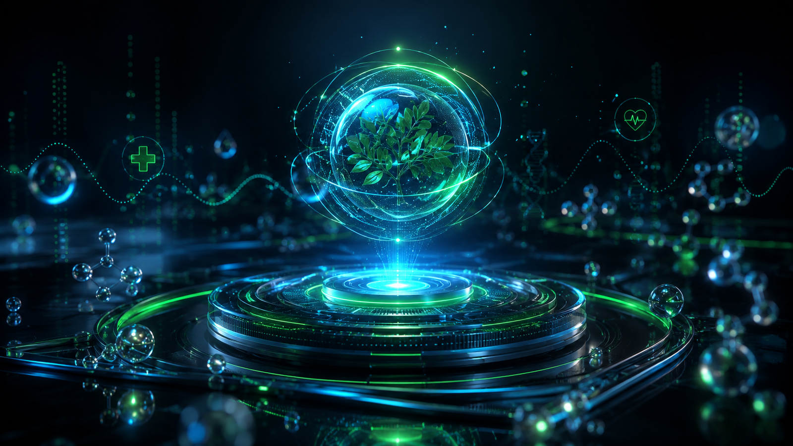 Futuristic AI healthcare technology environment