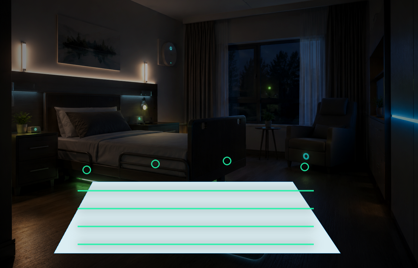 Alarm mat and automatic night lighting